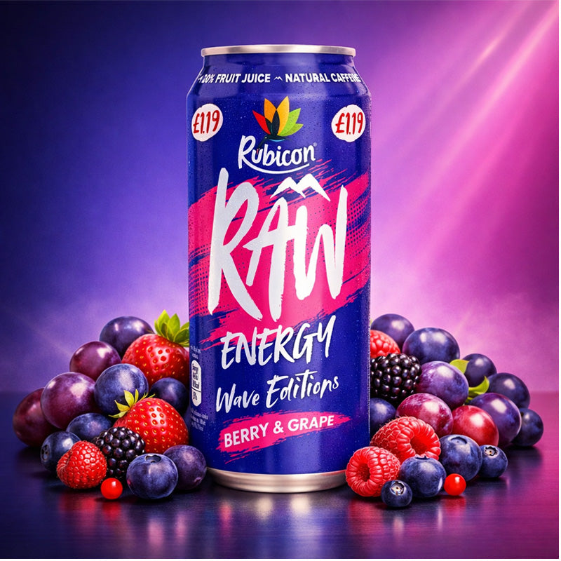 Rubicon Raw Energy Wave Editions Berry & Grape Energy Drink 500ml PMP (Box of 12 Cans)