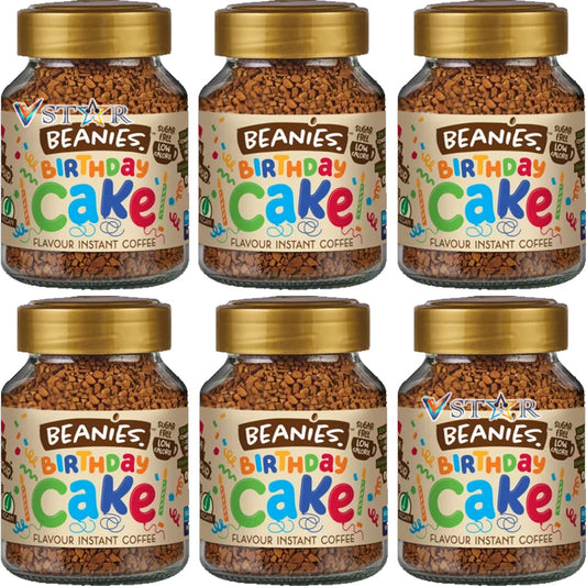 Beanies Birthday Cake Flavoured Instant Coffee Jars 6x50g