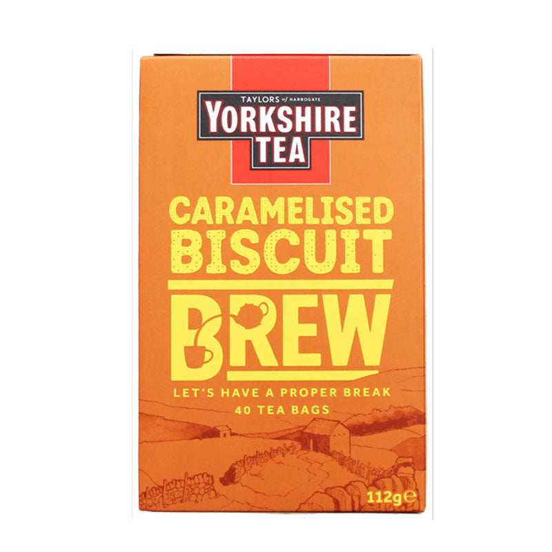 Yorkshire Tea Caramelised Biscuit Brew Tea Bags – Sweet Flavoured Dessert Inspired Black Tea (Box of 40 Bags)