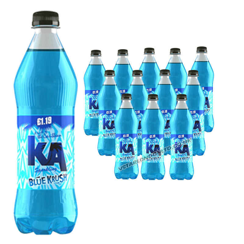 KA Sparkling Soft Drink 500ml PMP (Box of 12 Bottles) – Blue Krush, Pineapple, Kola, Fruit Punch & Black Grape