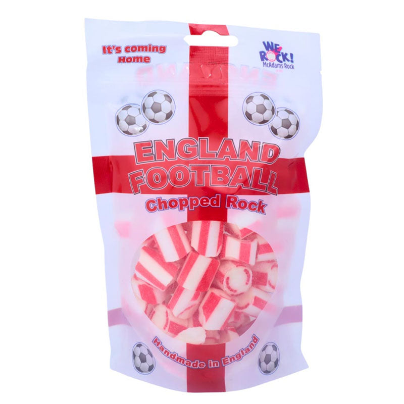 McAdam's England Football Chopped Rock Pouch 150g Fruit Flavoured Hard Boiled Sweets (Pack of 15 or 30)