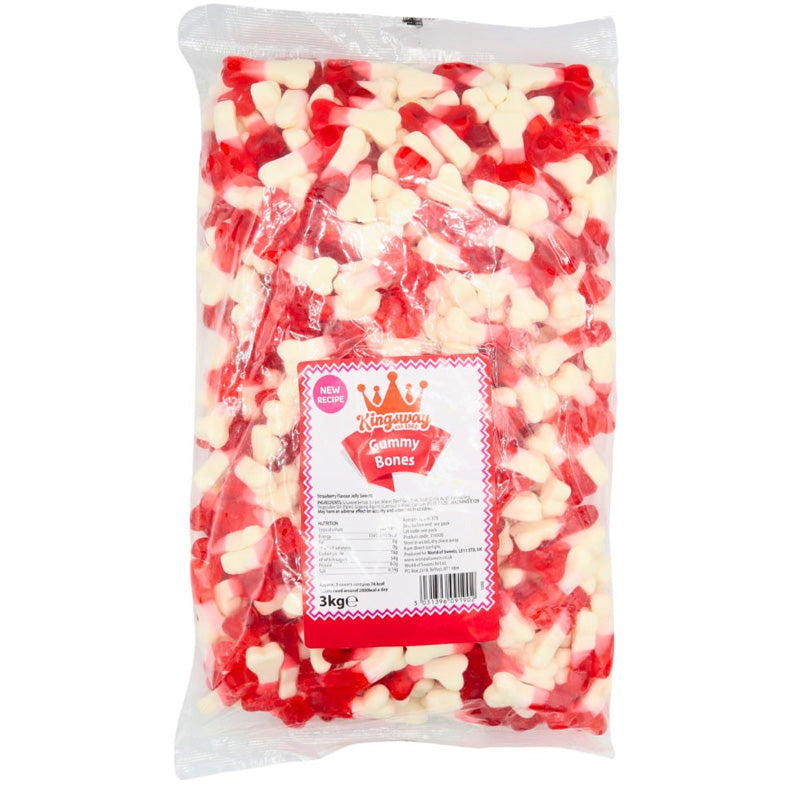 Kingsway Gummy Bones Strawberry Jelly Sweets (1kg, 2kg & 3kg)