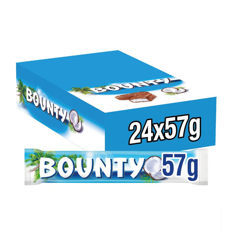 Bounty Coconut Milk Chocolate Duo Bars 57g Coconut Chocolate Snack Bars (Box of 24 Bars)