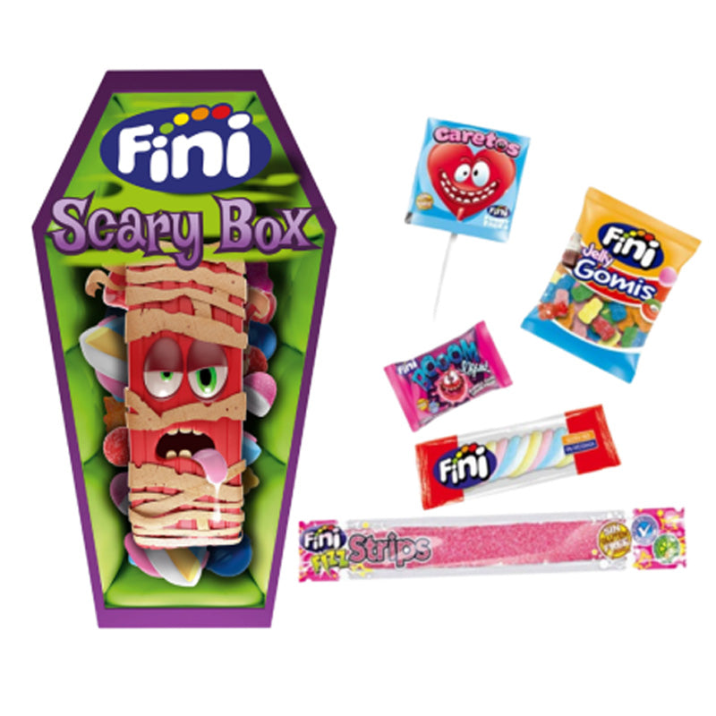 Fini Halloween Coffin Scary Box Gummy Jellies Sweets 92g x 18 Mini packs