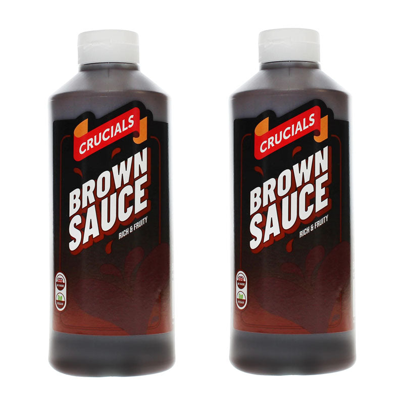 Crucials Brown Sauce 500ml Tangy Table Sauce for Meals and Snacks (Box of 2 Bottles)