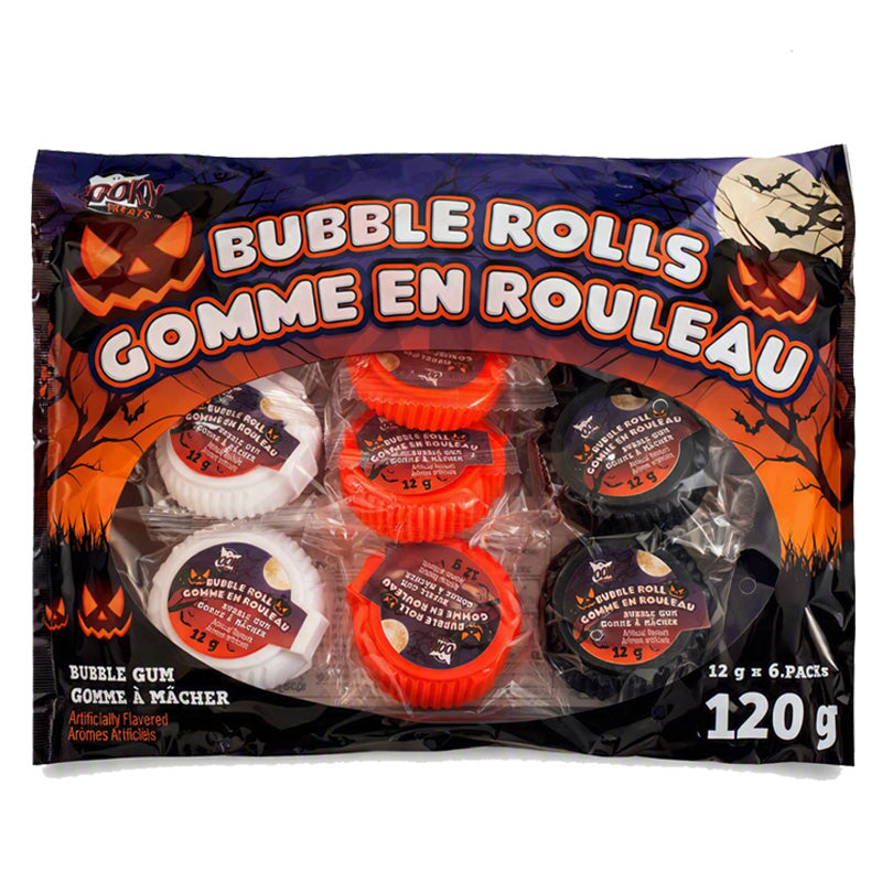 Bubble Rolls Halloween Gumballs 120g Pack – Assorted Chewing Gum 10 Rolls