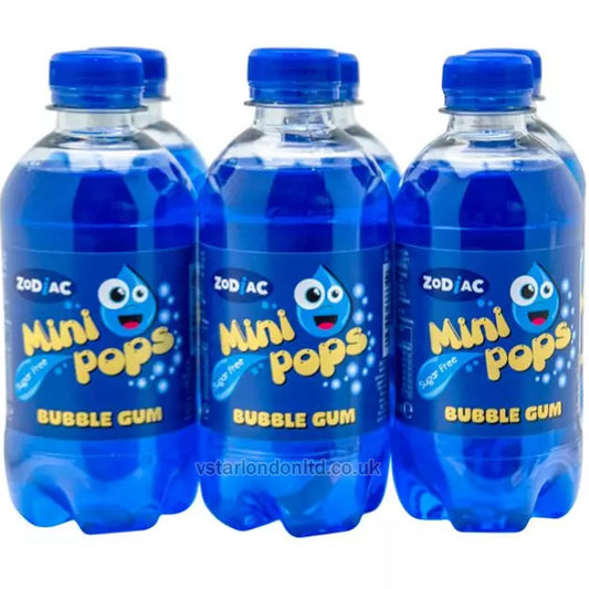 Zodiac Mini Pops Bubblegum Flavour 330ml(6 Bottles)