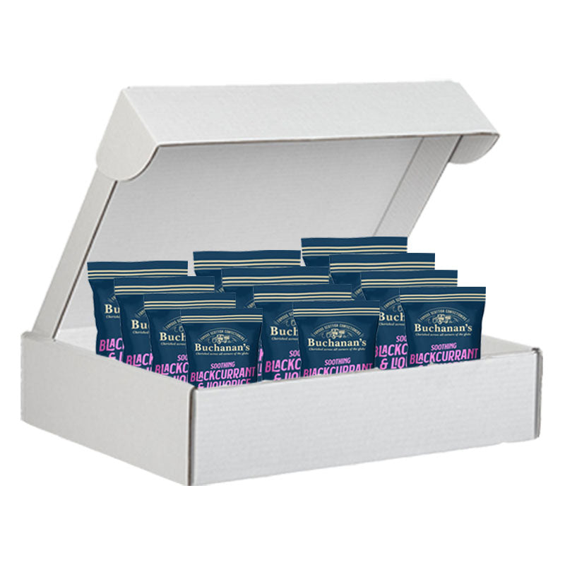 Buchanan’s Blackcurrant Liquorice Soothing Boiled Candy 140g Bulk Pack (Box of 12 Packs)