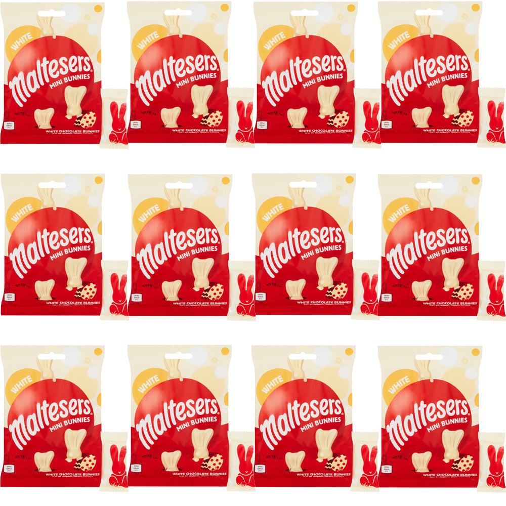 Maltesers White Chocolate Easter Mini Bunnies Bag 58g (12 & 24 Bags)