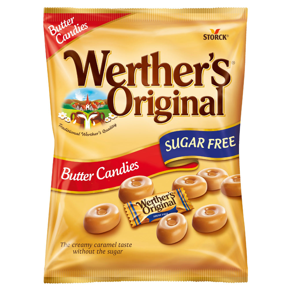 Werther's Original Sugar Free Butter Candies Bags 80g (Pack Of 18)