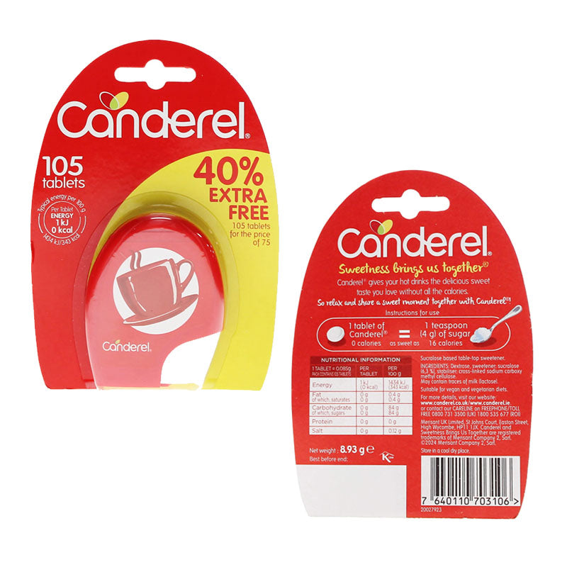 Canderel Sweetener Tablets 105's | 75 + 40% Free | Zero Calorie Sweetener Tablets