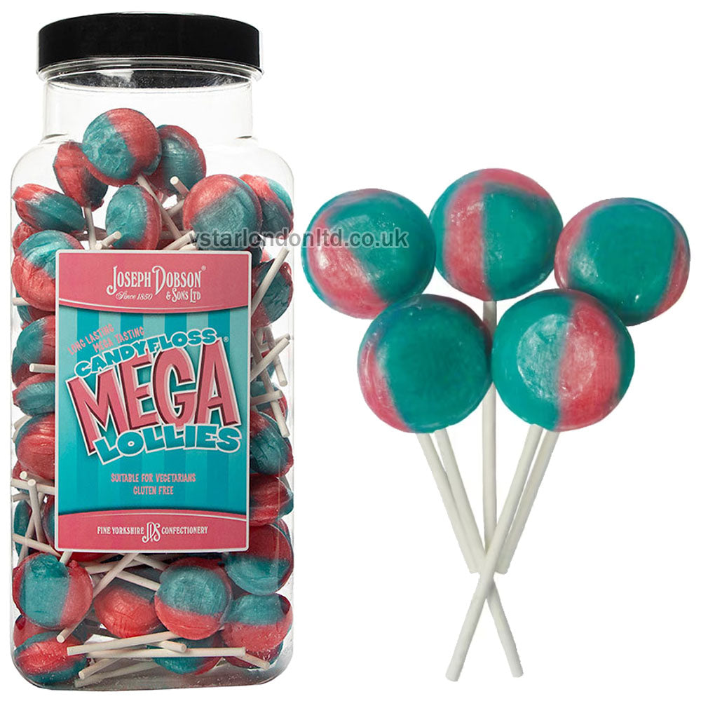 Joseph Dobson & Sons Mega Lollies Jar – Assorted Flavours & Sizes