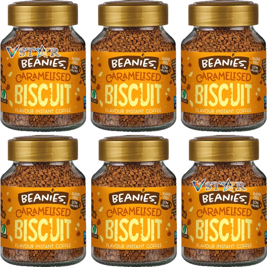 Beanies Caramelised Biscuit Flavoured Instant Coffee Jars 6x50g
