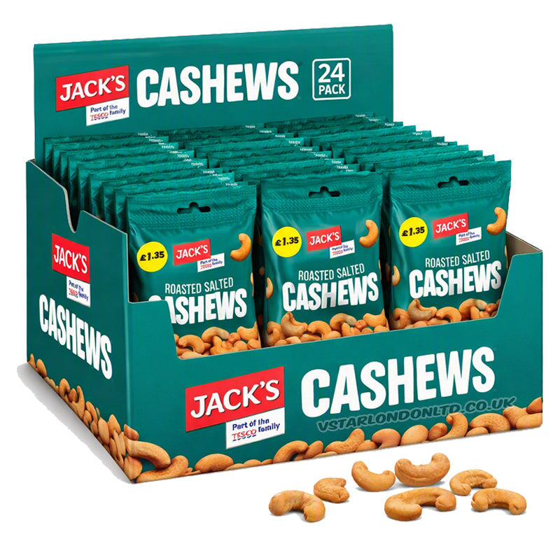 Jack's Roasted Salted Cashews 45g PMP x 24 Packs – Vegetarian Snack