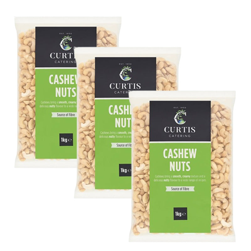 Curtis Catering Cashew Nuts 1kg – Vegan Vegetarian Source of Fibre (Box of 3 & 6 Packs)