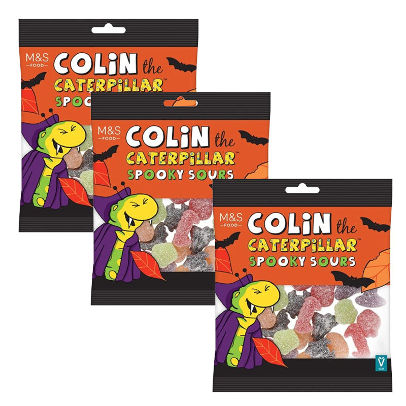 M&S Colin The Caterpillar Sourtastic 170g x 3 Packs – Sour Gummy Sweets