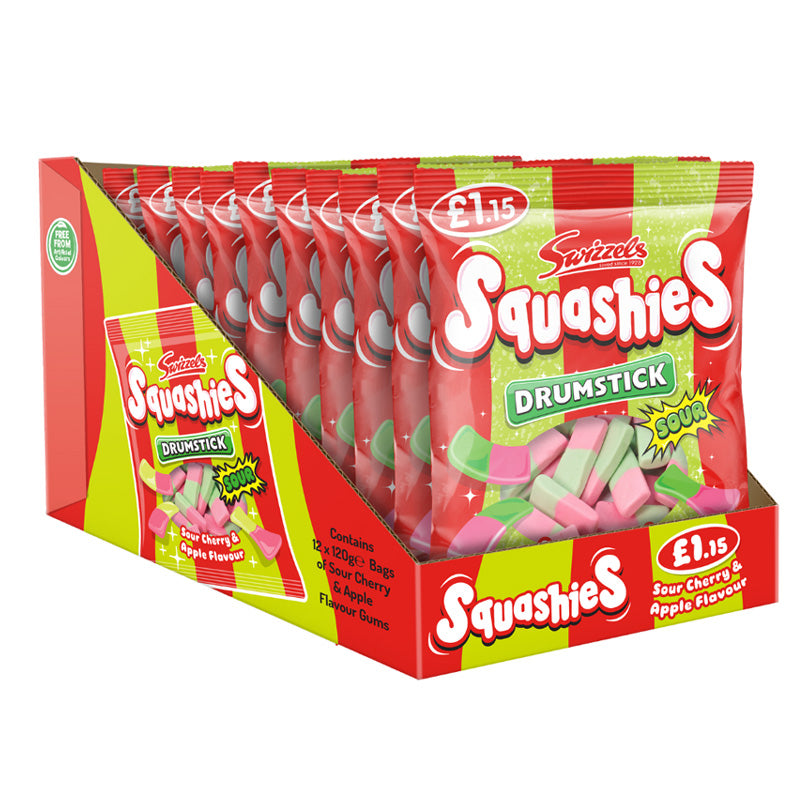 Swizzels Drumstick Squashies Sour Cherry & Apple 120g PMP x 12 Packs