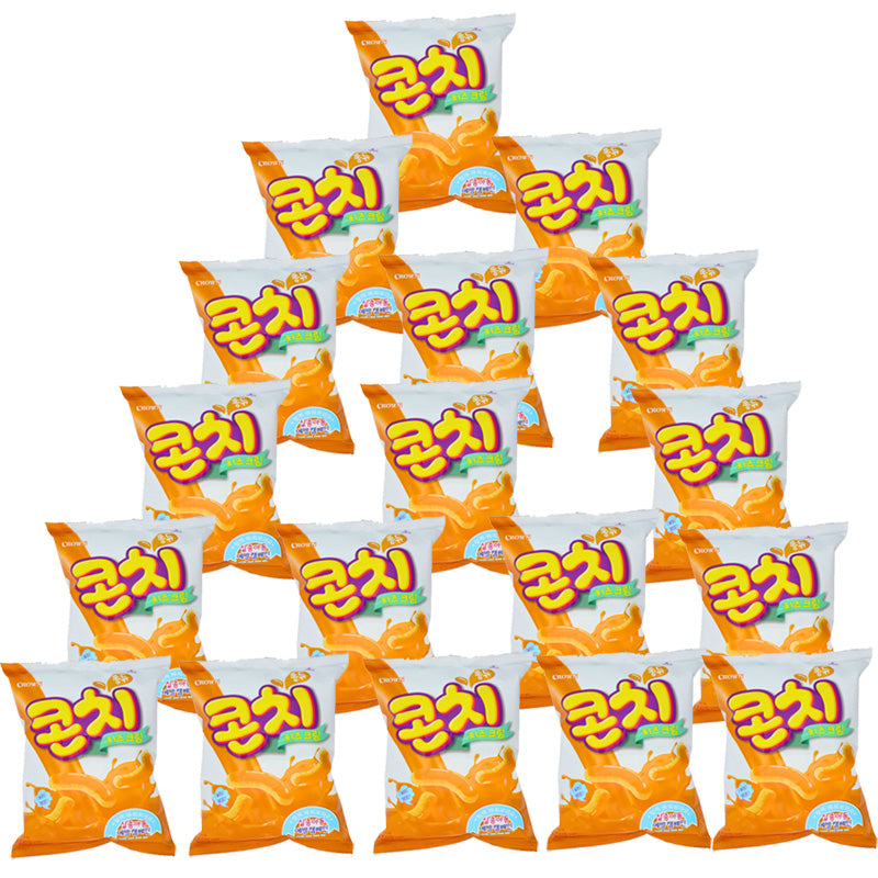 Crown Corn Chee Cheese Flavoured Snack 66g Korean Cheese Corn Snacks (Box of 18 Packs)
