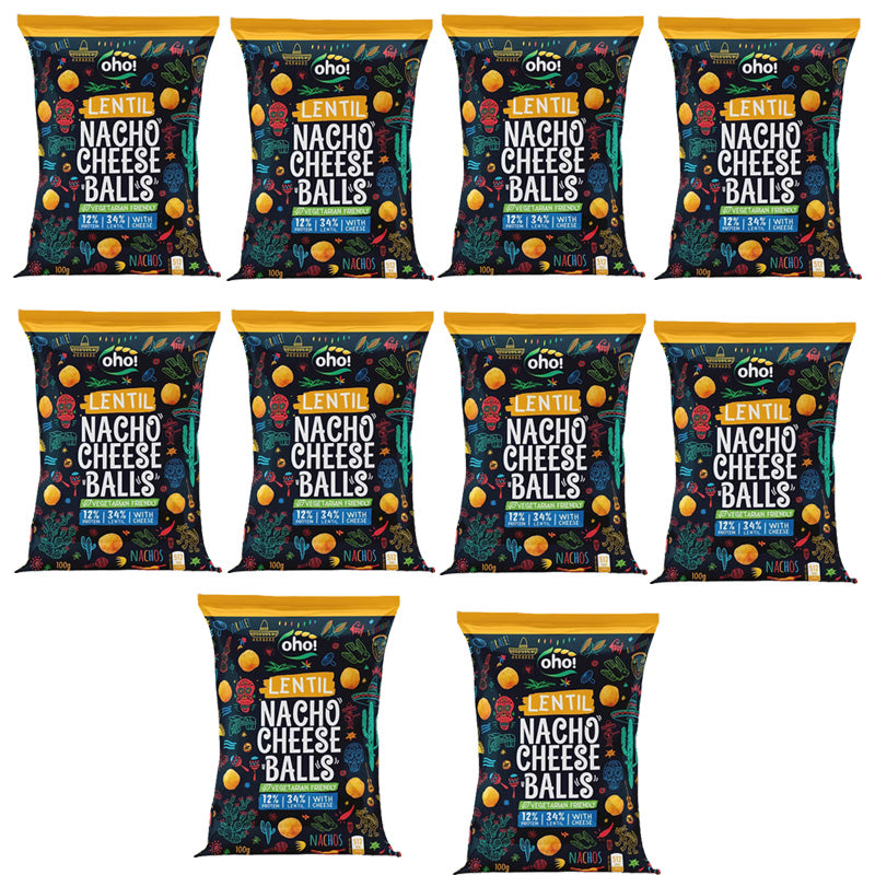 Oho! Lentil Chips Cheese Balls 100g – 10, 15 & 23 Pack Options