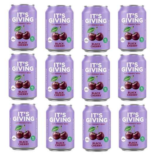 It's Giving Black Cherry Sparkling Soft Drink 330ml (Box of 12 & 24 Cans)