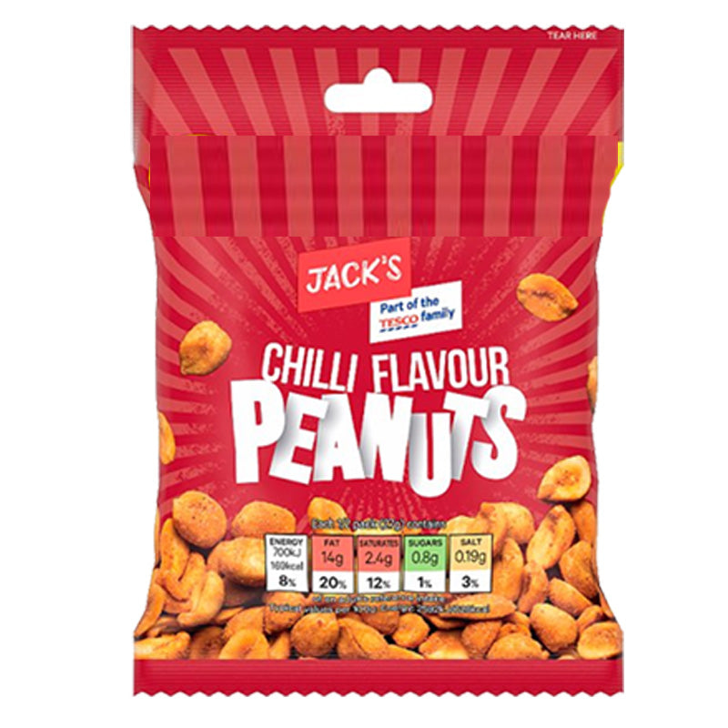 Jack's Roasted Peanuts 55g x 24 Packs – Honey Roasted, Chilli & Dry Roasted