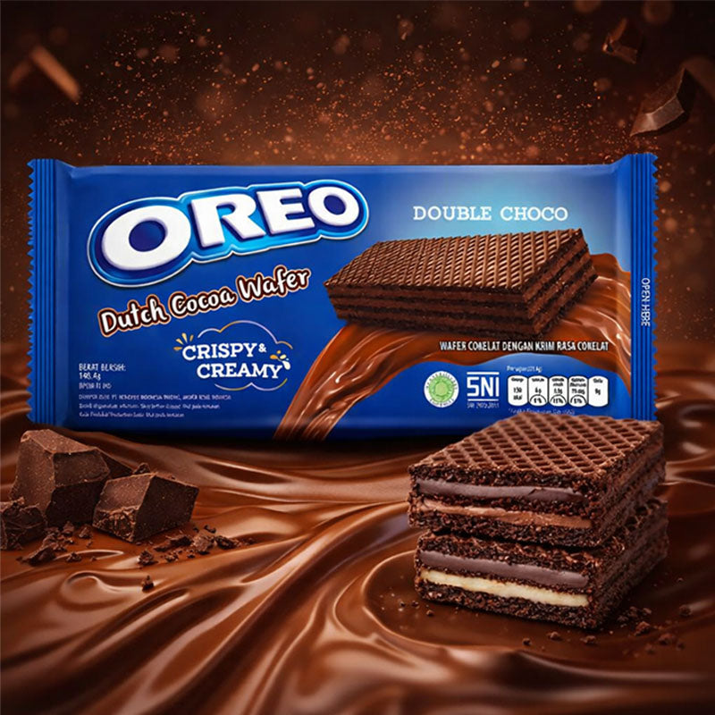 Oreo Wafer Double Chocolate 117g Crispy Chocolate Wafer Biscuits (12 & 24 Packs)