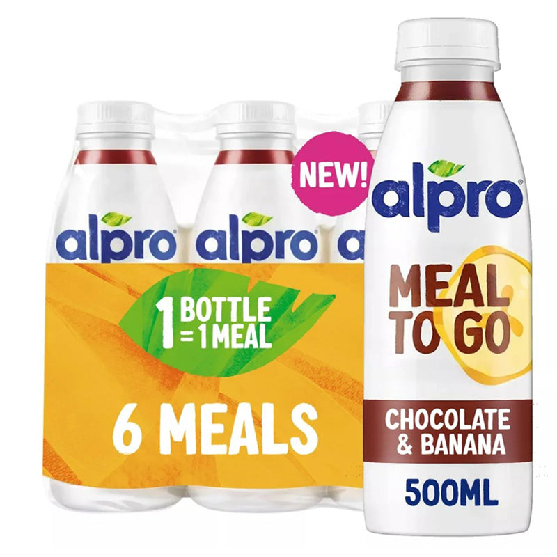 Alpro Meal To Go Drink 500ml Chocolate Banana & Vanilla Flavours (Box of 6 Bottles)