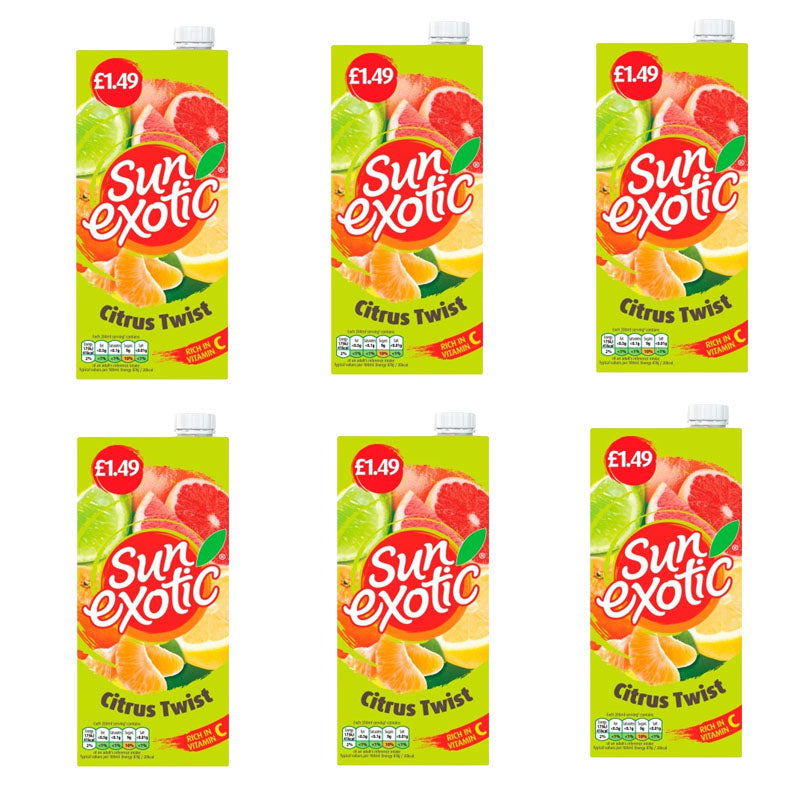 Sun Exotic 1L PMP Fruits Flavoured Soft Drinks (Box of 6 & 12 Packs)