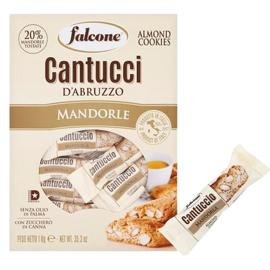 Falcone Almond Cookies 1kg | 125 Individual Packs | 20% Roasted Almonds