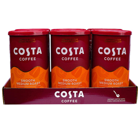 Costa Coffee Smooth Medium Roast Instant Coffee 100g x 6 Bottles