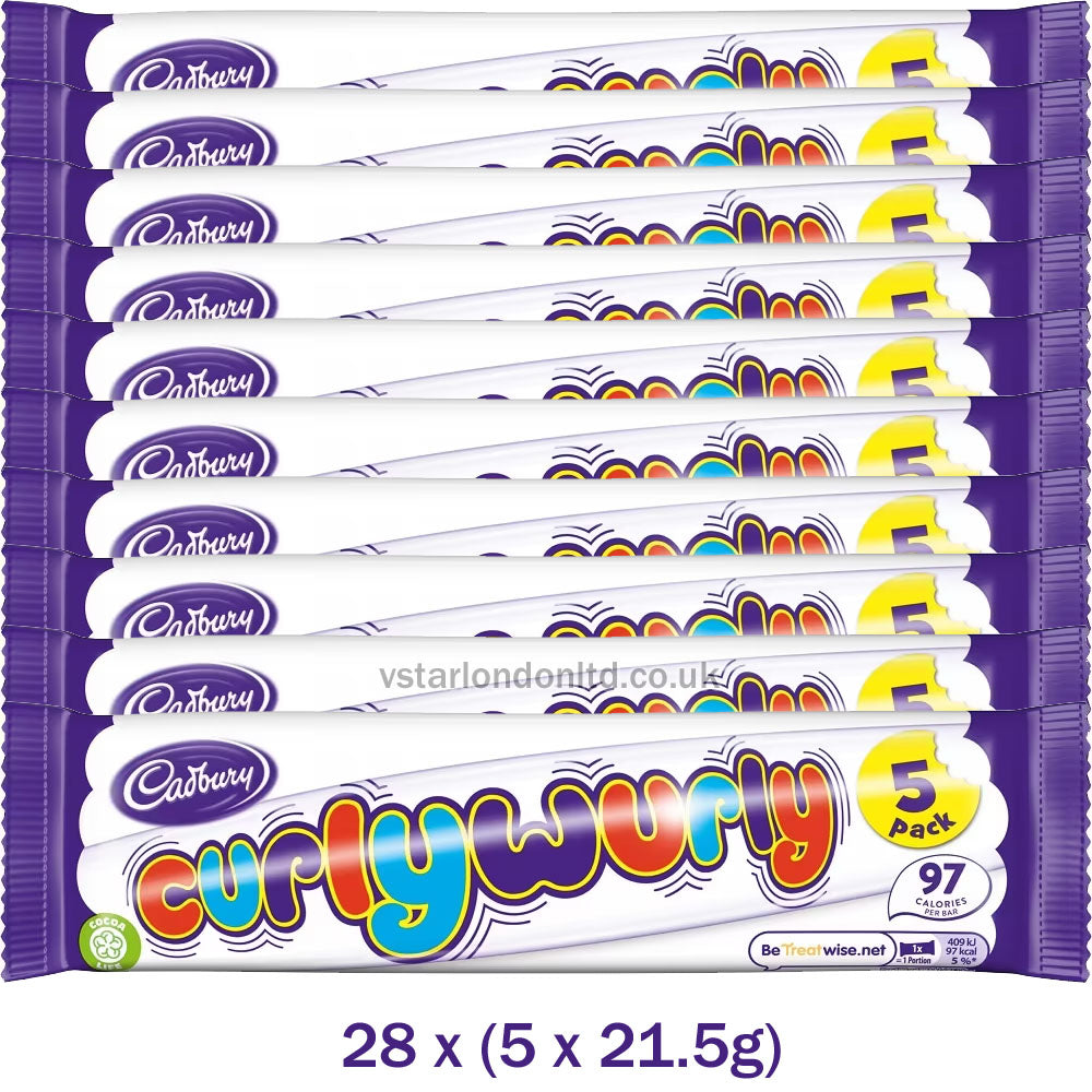 Cadbury Curly Wurly 5-Bar Pack (107.5g) – Bulk Options Available