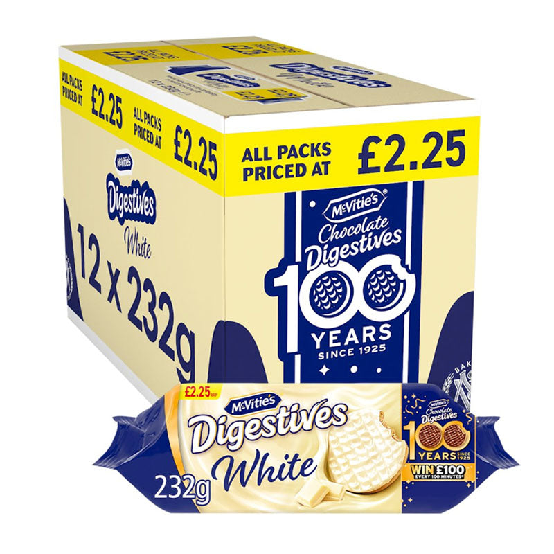 McVitie's White Chocolate Digestive Biscuits 232g PMP (Box of 12 Packs)