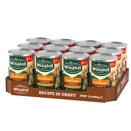 WINALOT Classics Mixed in Gravy Chicken Wet Dog Food 400g PMP (Box of 12 Cans)