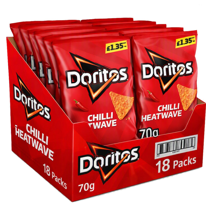 Doritos Chilli Heatwave Tortilla Chips Crisps 70g PMP (9 & 18 Packs)