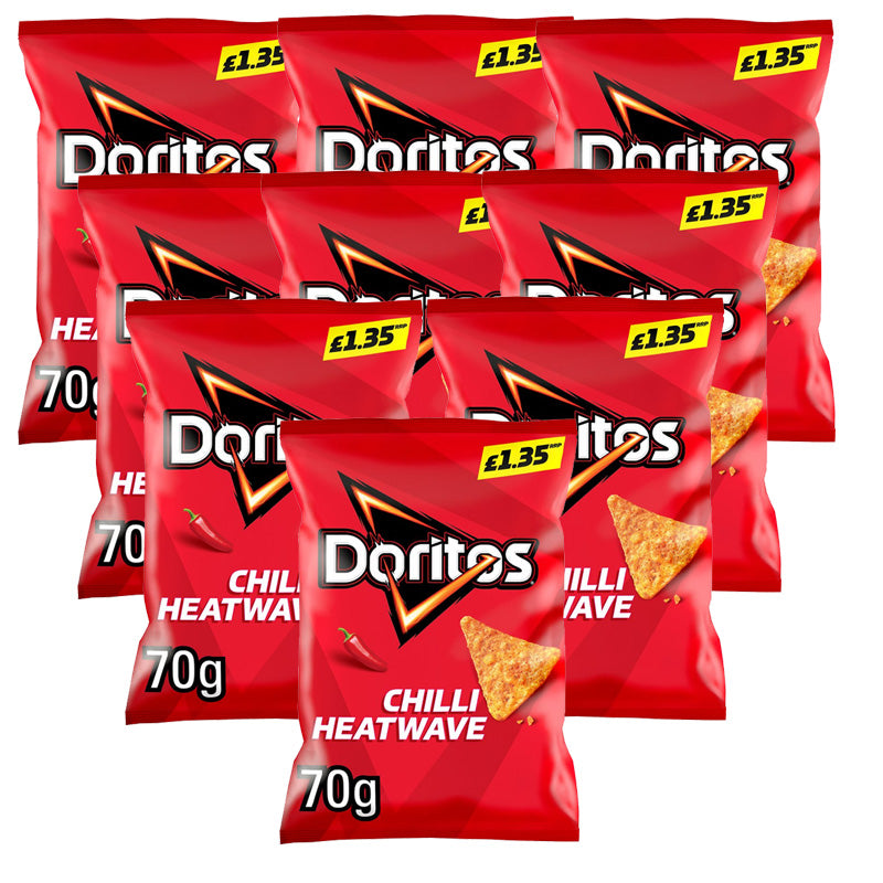Doritos Chilli Heatwave Tortilla Chips Crisps 70g PMP (9 & 18 Packs)