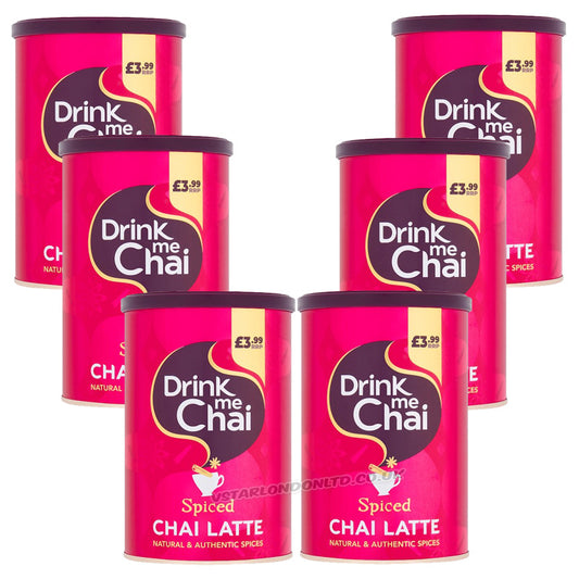Drink Me Chai Spiced Chai Latte 250g x 6 Bottles Instant Chai Tea Drink