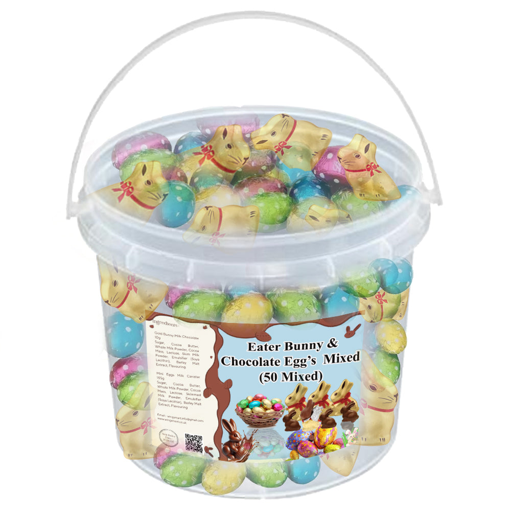 Easter Bunny & Chocolate Egg Mix – 50 Assorted Treats in a Festive Bucket | Perfect for Easter!