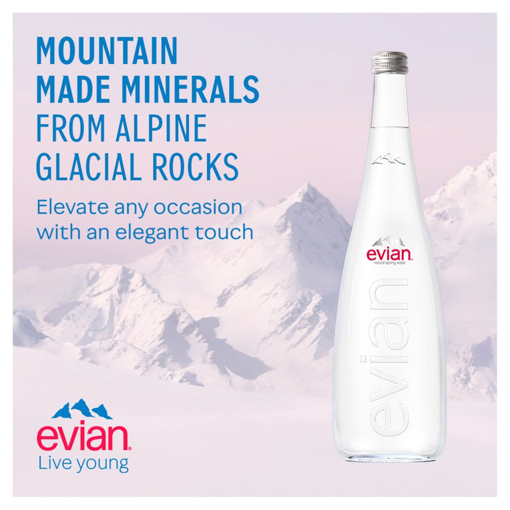 evian Still Natural Mineral Water Glass Bottles 12 x 750ml