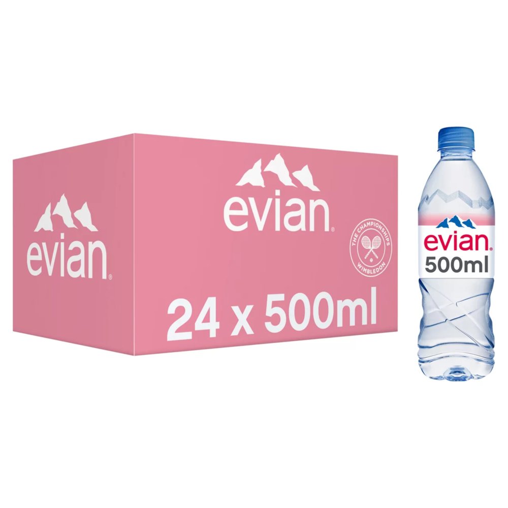 Evian Still Natural Mineral Water 24 x 500ml Bottles