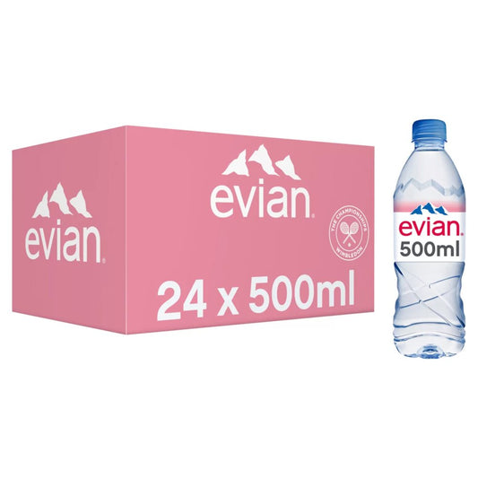 Evian Still Natural Mineral Water 24 x 500ml Bottles