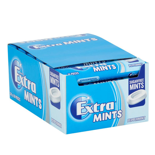 Extra Peppermint Sugarfree Mints 16 Pieces 28g Pack (Box of 24 Packs)