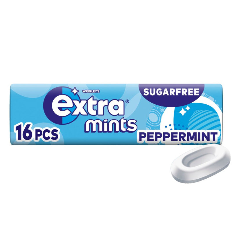 Extra Peppermint Sugarfree Mints 16 Pieces 28g Pack (Box of 24 Packs)