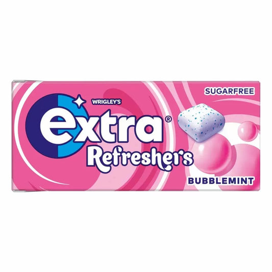 Extra Refreshers Bubblemint Sugarfree Chewing Gum Handy Box 7 Pieces 16 x 19g Boxes