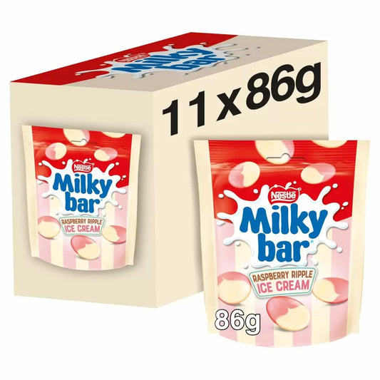 Milkybar Buttons White Chocolate Raspberry Ripple Sharing Bag 86g (Box Of 11)