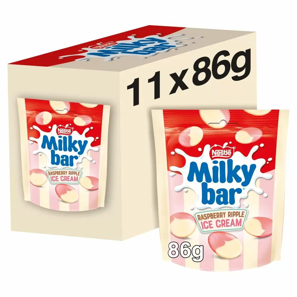 Milkybar Buttons White Chocolate Raspberry Ripple Sharing Bag 11 x 86g