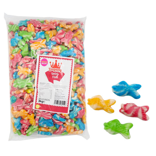 Kingsway Swirly Fish 3kg Fruit Flavour Jelly Sweets – Colourful Chewy Fish Shaped Pick & Mix Candy