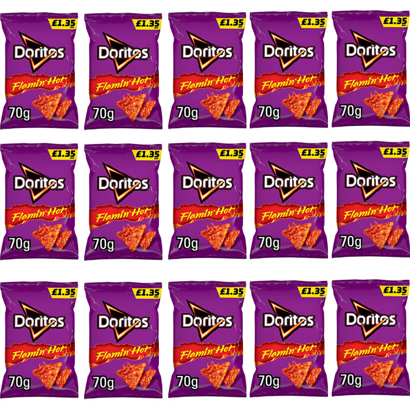 Doritos Flamin Hot Sharing Bag Crisps 70g PMP x 15 Packs |Vegetarian