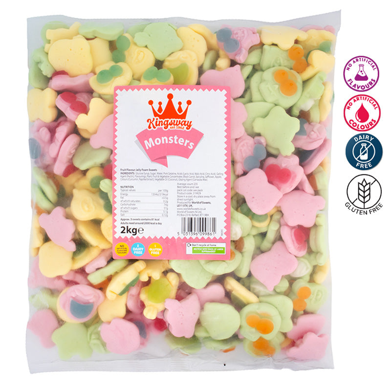 Kingsway Monsters Bag Fruit Flavour Jelly Foam Gluten Dairy Free Sweets  (1Kg - 3kg)