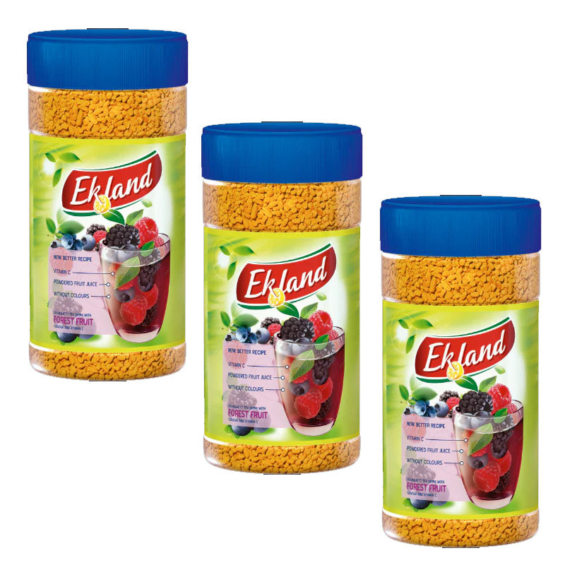 Ekland Instant Tea Drink Assorted Flavours 350g | Raspberry Lemon Peach Multivitamin Forest Fruit | 3 & 6 Bottles Pack