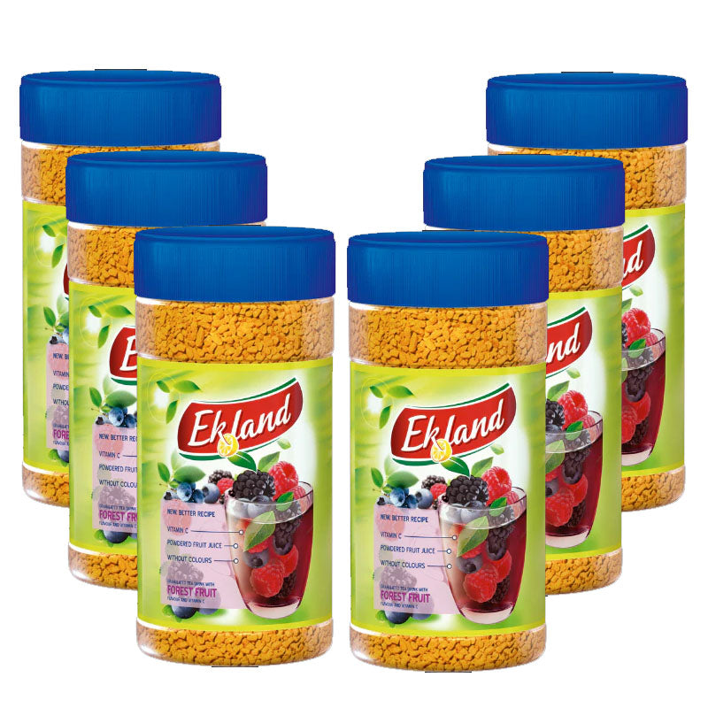 Ekland Instant Tea Drink Assorted Flavours 350g | Raspberry Lemon Peach Multivitamin Forest Fruit | 3 & 6 Bottles Pack